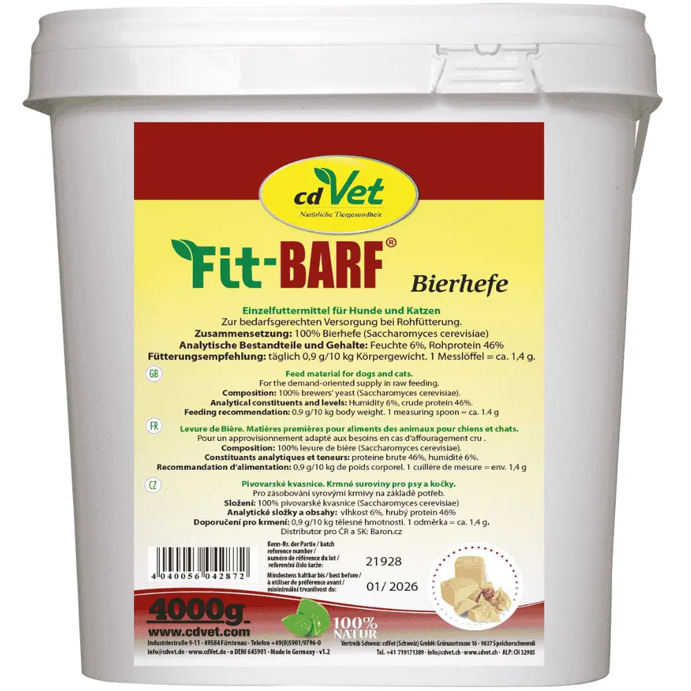Fit-BARF Bierhefe Pulver für Hunde und Katzen im 4 kg Eimer
