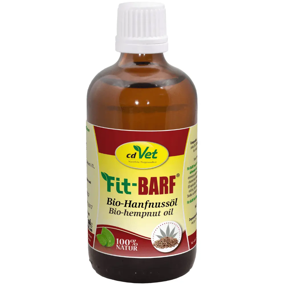 Fit-BARF Bio-Hanfnussöl für Hunde und Katzen in der 100 ml Flasche