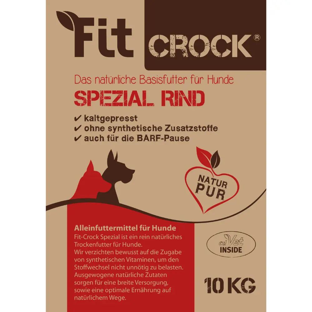Fit-Crock Spezial Rind Hundefutter - Etikett Vorderansicht