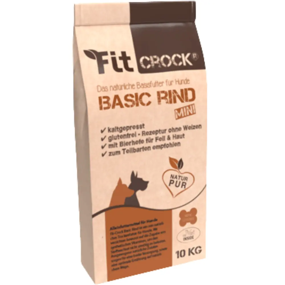 Fit-Crock Basic Rind Mini Hundefutter im 10 kg Futtersack