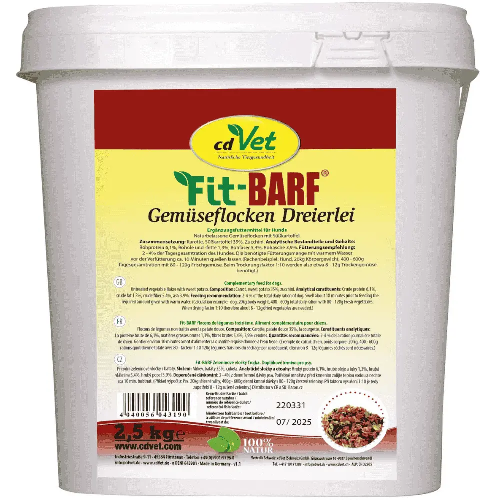 Fit-BARF Gemüseflocken Dreierlei für Hunde im 2,5 kg Eimer