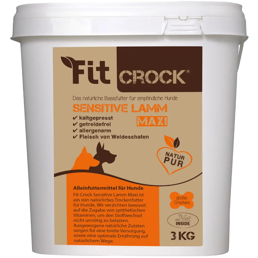 Fit-Crock Sensitive Lamm Maxi Hundefutter im 3 kg Eimer