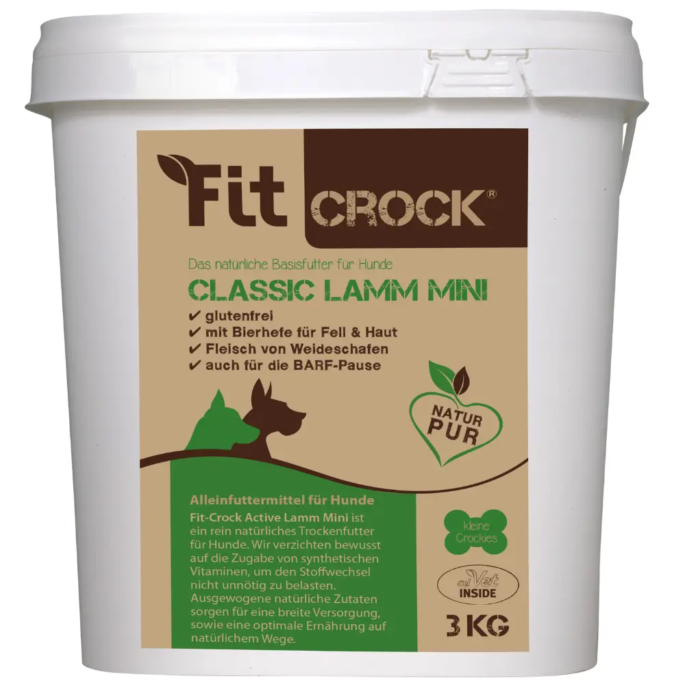 Fit-Crock Classic Lamm Mini Hundefutter im 3 kg Eimer