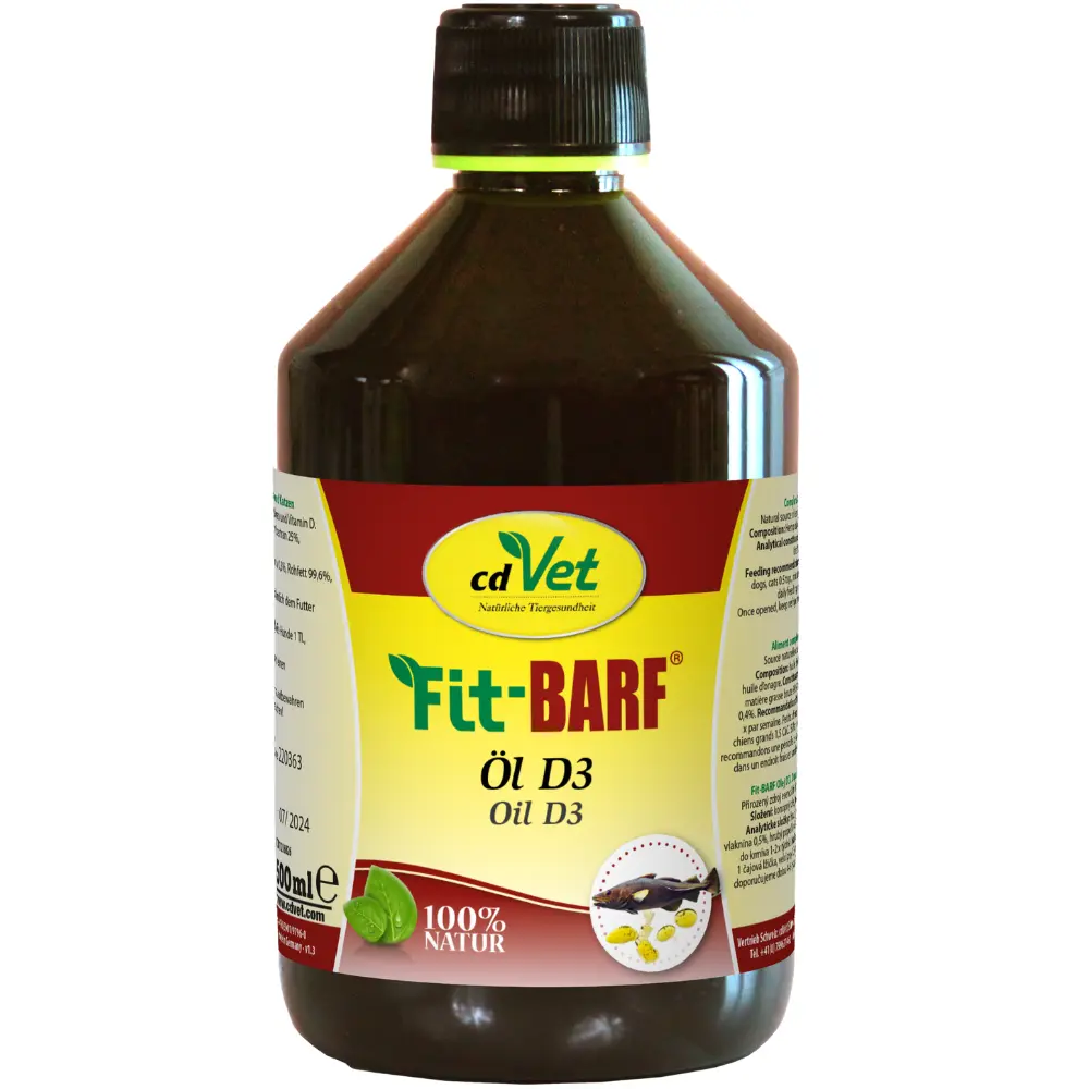 Fit-BARF Öl D3 für Hunde und Katzen 500 ml