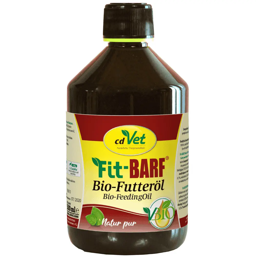 Fit-BARF Bio-Futter-Öl für Hunde und Katzen in der 500 ml Flasche