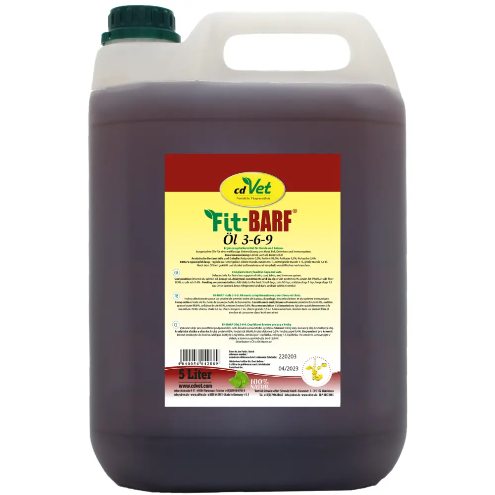 Fit-BARF Öl 3-6-9 für Hunde und Katzen 5 Liter