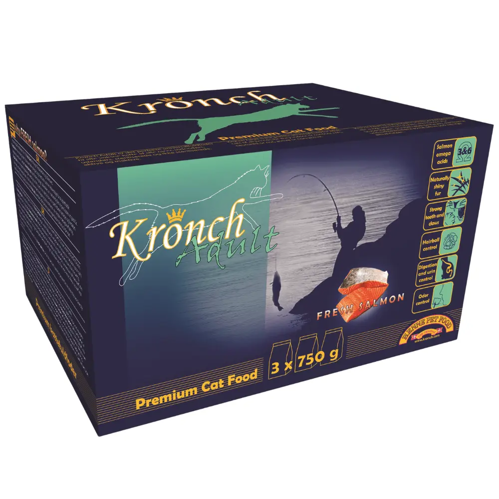 Kronch Adult Katzenfutter glutenfrei mit frischem Lachs für erwachsene Katzen 2,25 kg