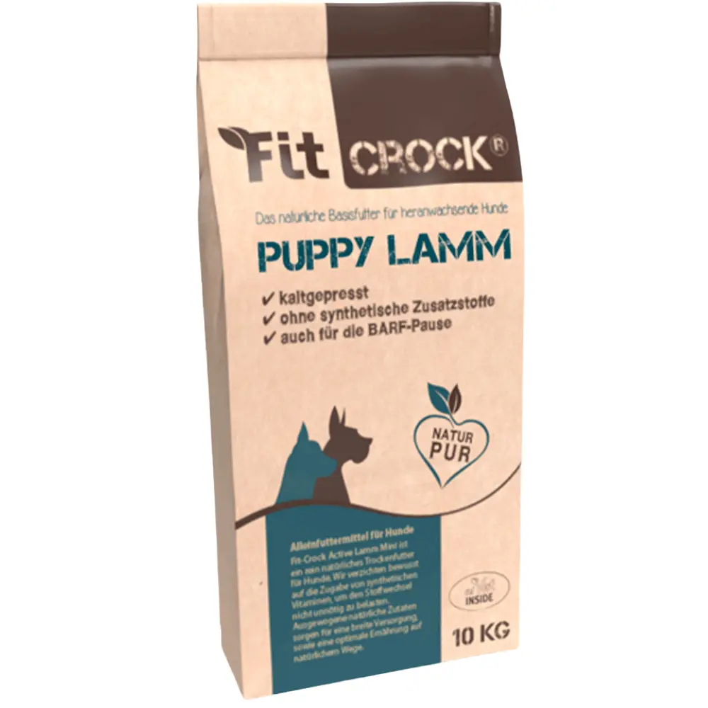 Fit-Crock Puppy Lamm Hundefutter für heranwachsende Hunde im 10 kg Futtersack