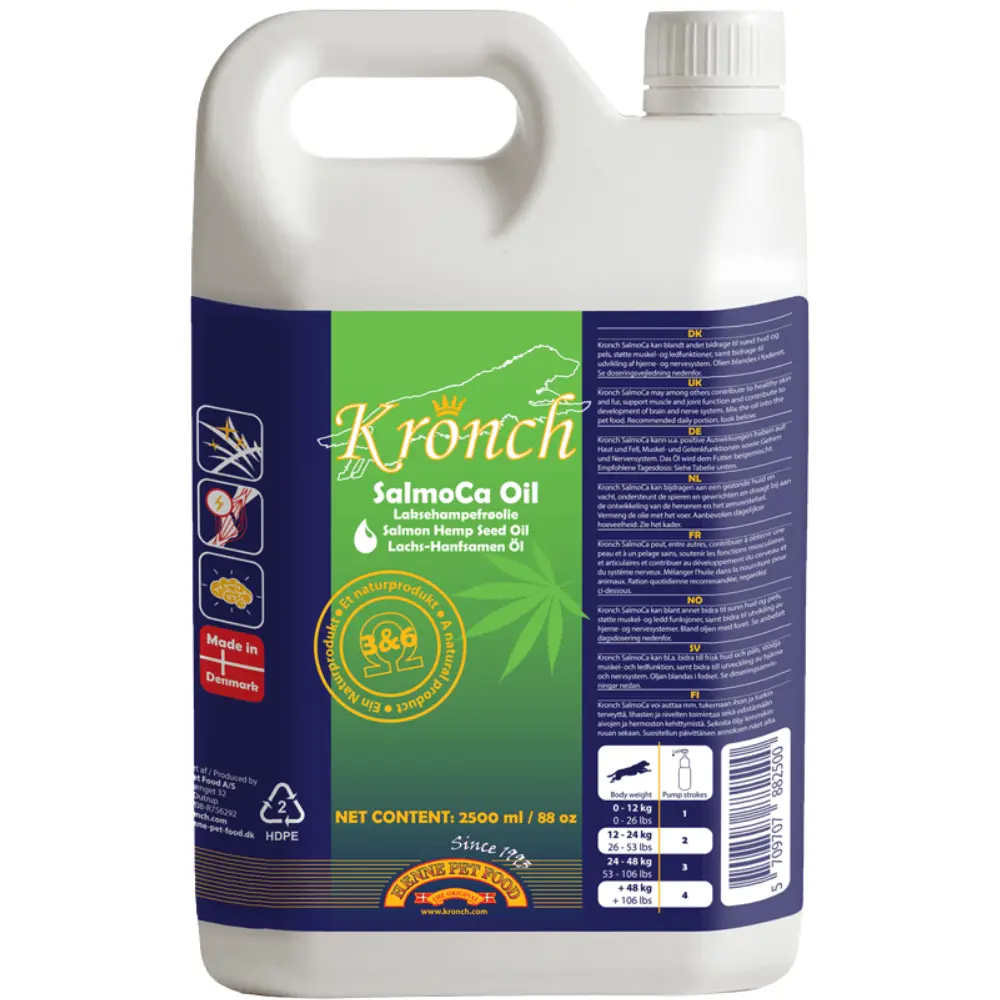 Kronch Lachs-Hanfsamen Öl für Hunde und Katzen 2500 ml