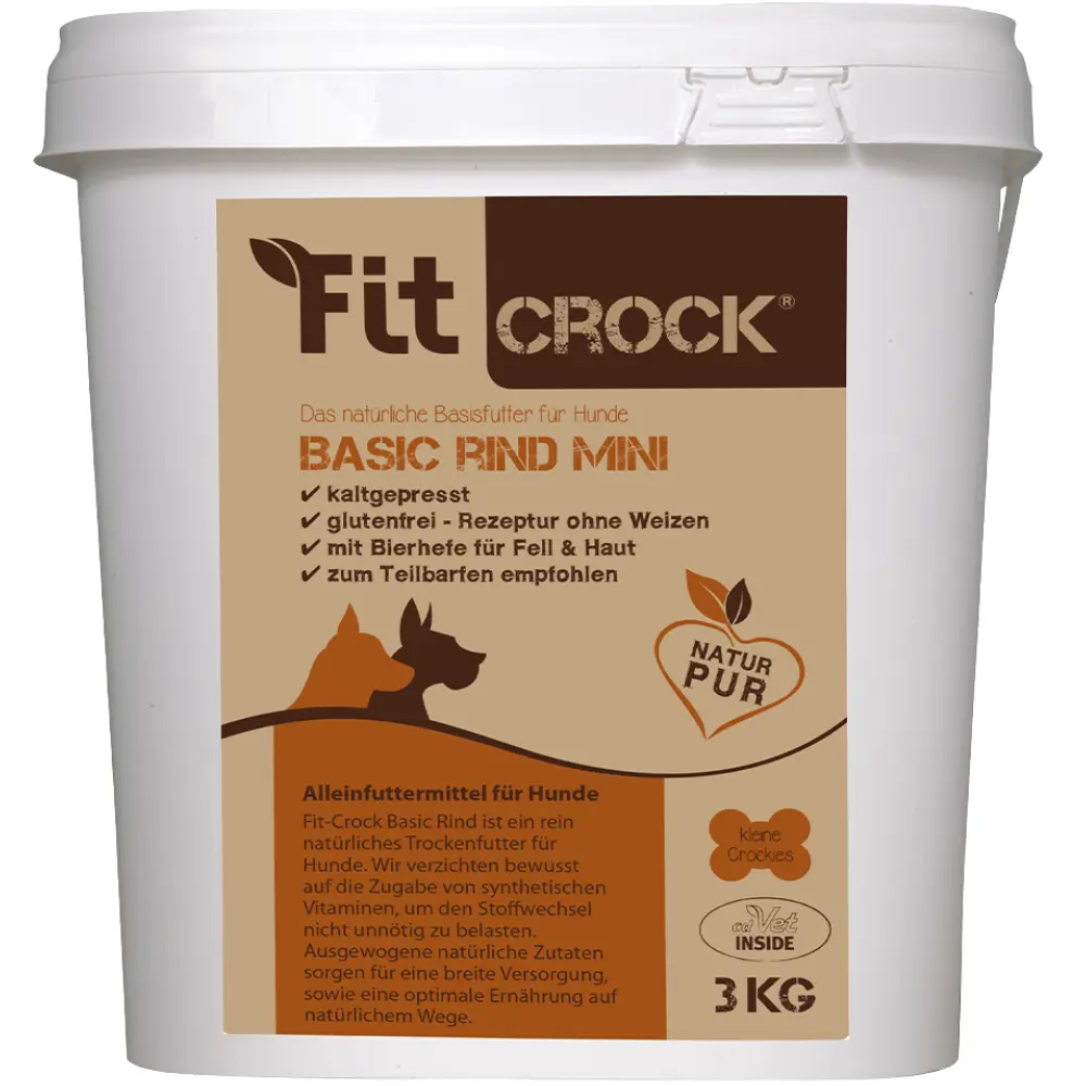 Fit-Crock Basic Rind Mini Hundefutter im 3 kg Eimer